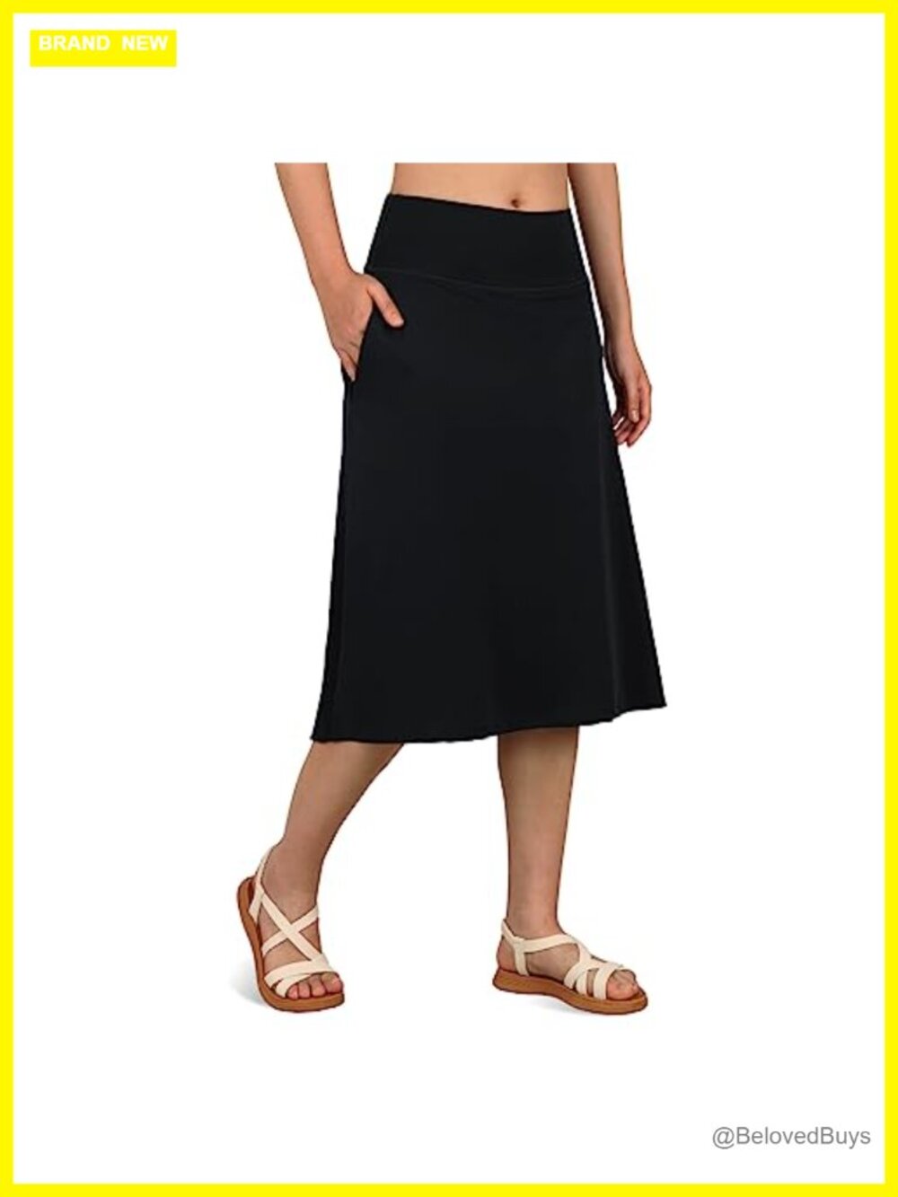 Womens Midi Swim Skirt with Leggings 26" Modest Skort Pockets